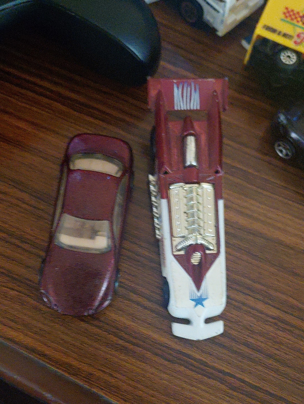 Maroon and White Kids Toy Car Set - Vintage Style